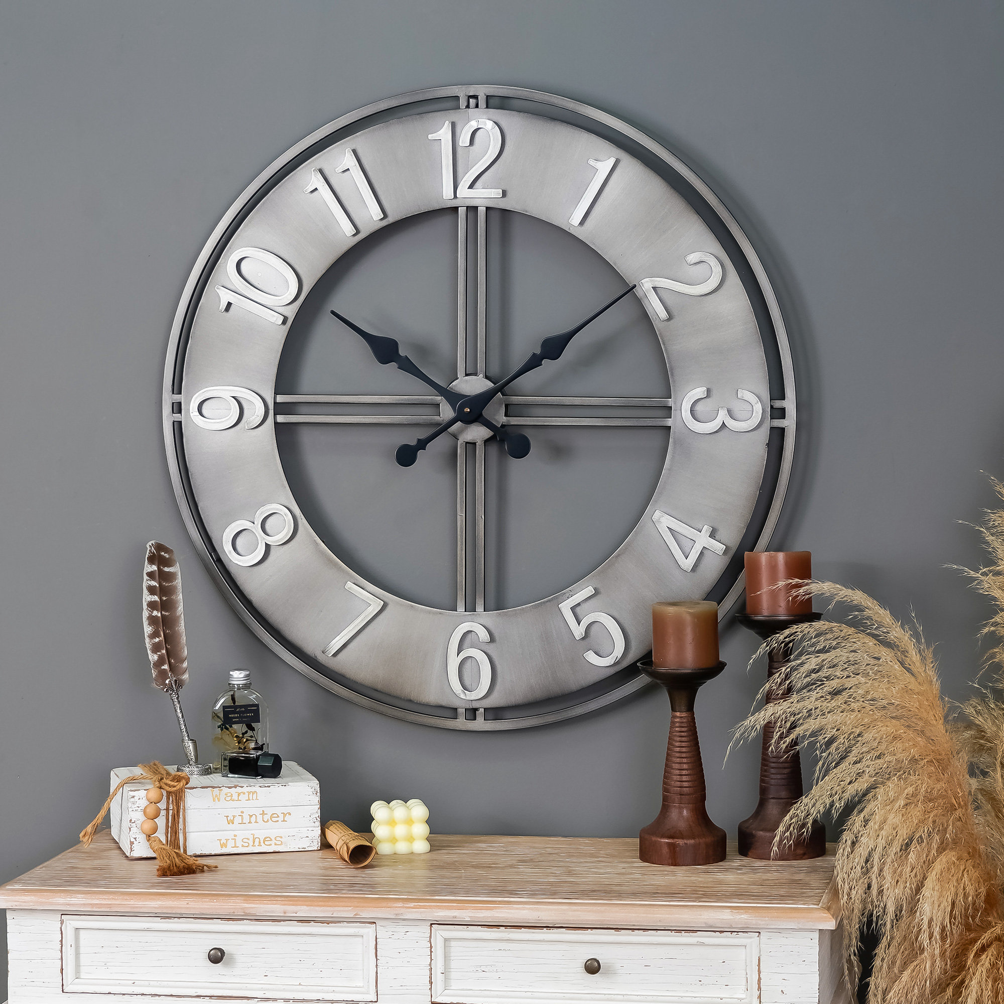 17 Stories Retro Oversized 30" Wall Clock &amp; Reviews | Wayfair